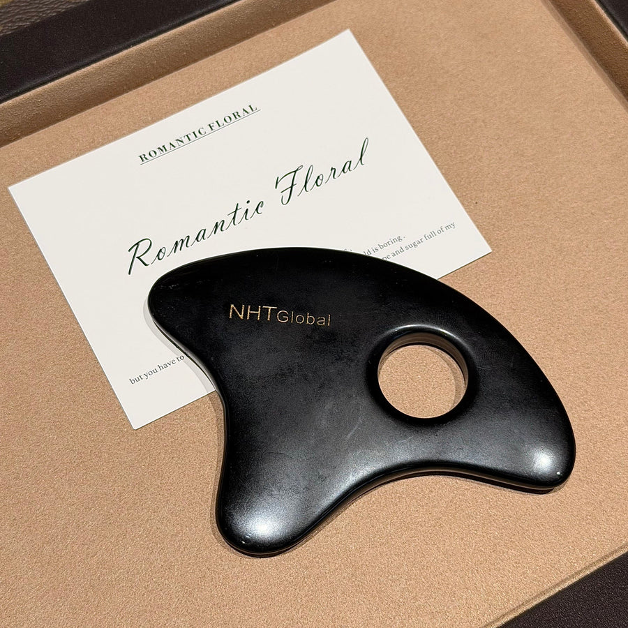 Premium Rose Quartz & Black Stone Gua Sha Sculpting Set